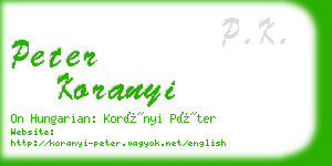 peter koranyi business card